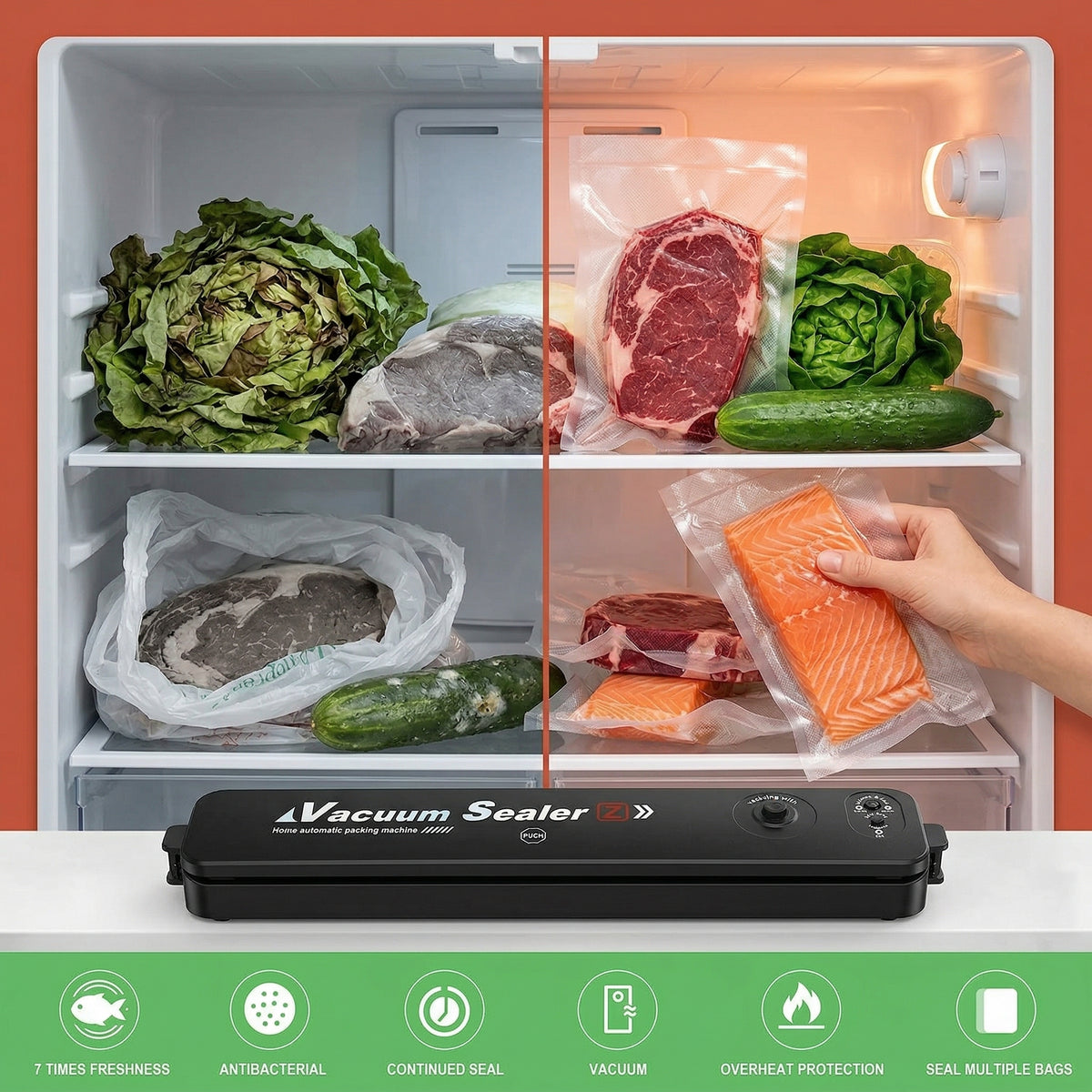 FreshSeal Pro™ – Hält Lebensmittel frisch per Knopfdruck